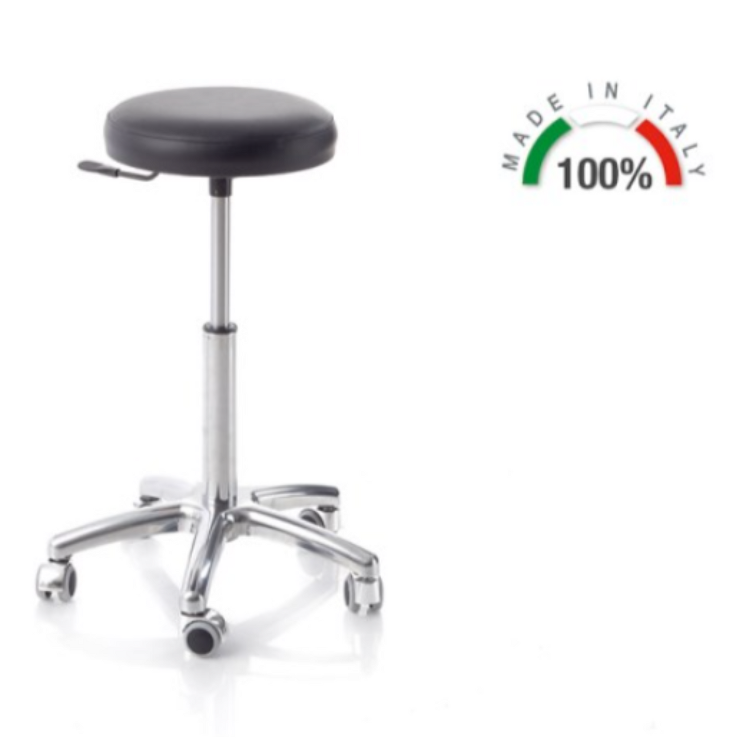 Sgabello girevole con base in alluminio pistone a gas con elevazione 20 cm