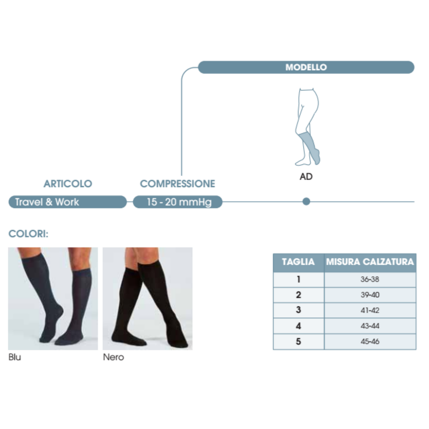 Travel&Work Gambaletto 15-20 MMHG