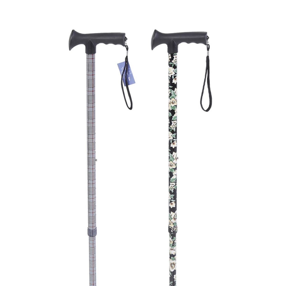 Bastone in alluminio fantasia con manico a T morbido nero – BRIO RP163