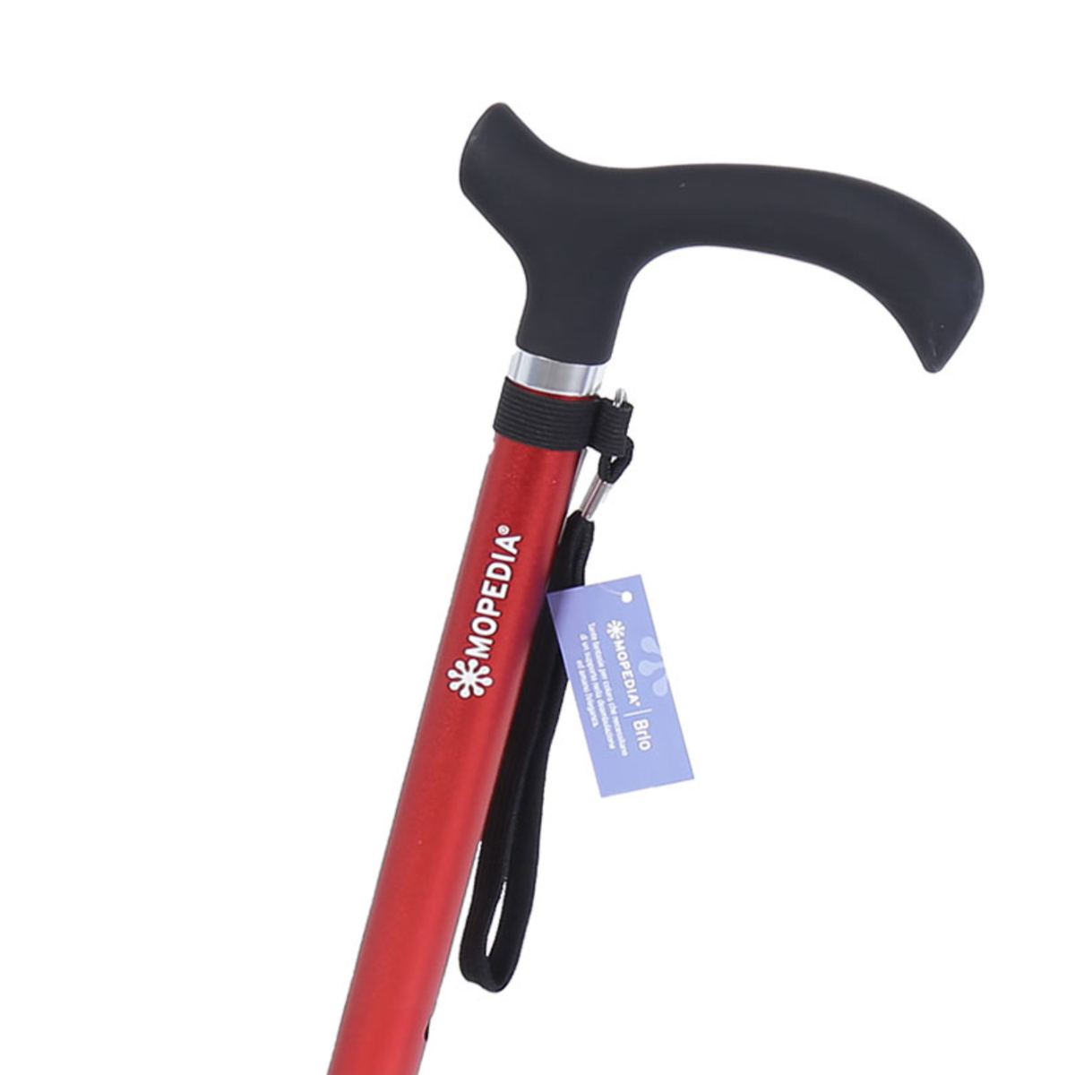 Bastone in alluminio monocromatico con manico Derby in ABS e TPR – Brio RP162
