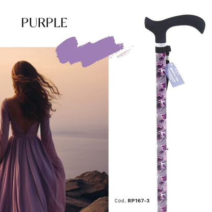 Bastone in alluminio fantasia con manico Derby in ABS e TPR – Brio RP167 Purple