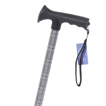 Bastone in alluminio fantasia con manico a T morbido nero – BRIO RP163