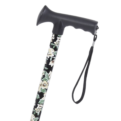 Bastone in alluminio fantasia con manico a T morbido nero – BRIO RP163