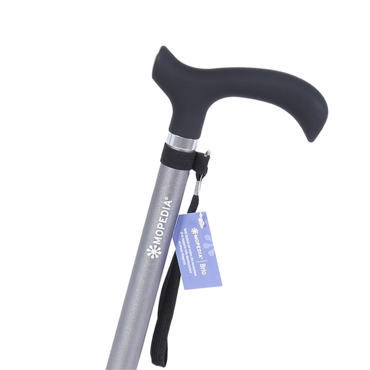 Bastone in alluminio monocromatico con manico Derby in ABS e TPR – Brio RP162